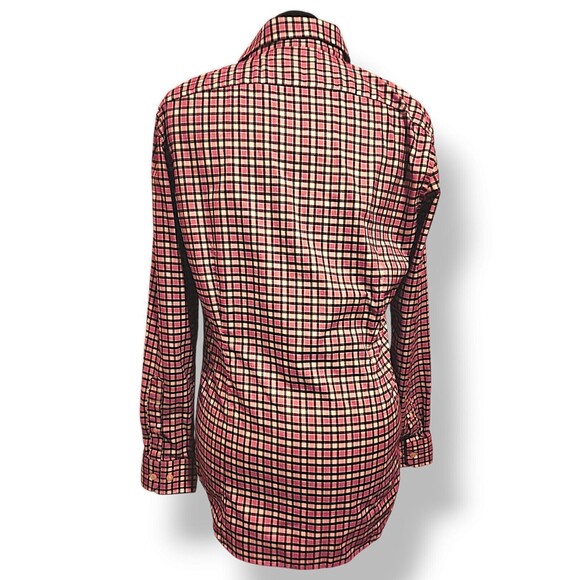 Banana Republic Shirt Women's Blue/Peach Plaid Slim Fit Button Up Long S… - Picture 5 of 5